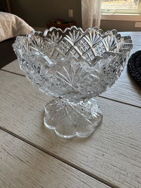 Source Unknown Clear Pressed Glass Pedestal Compote